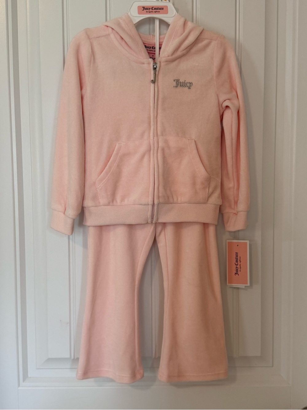 💕 NWT Juicy Couture Girls Velour Hoodie & Flare Pants Set Size 3T